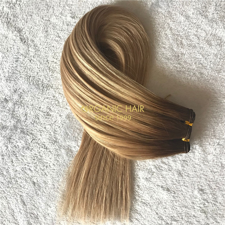 Rooted color human full cuticle hand tied wefts hair X199